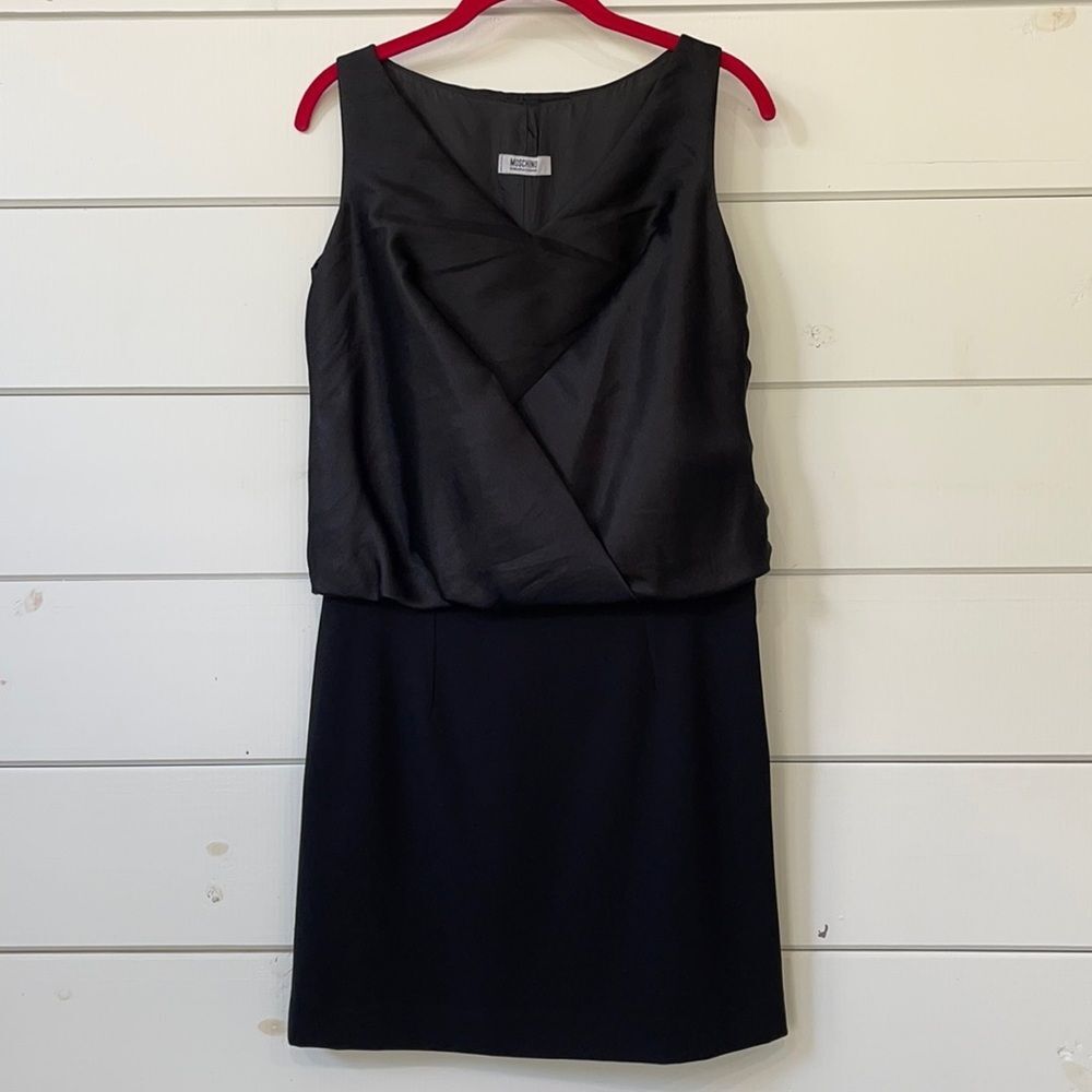 Moschino Cheap & Chic Black Silk Dress Size 8 Knee Length Sheath